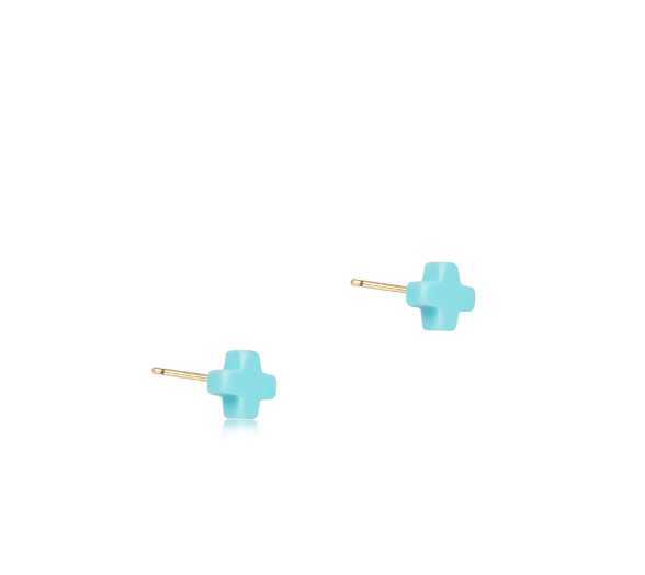Signature Cross Small Stud - Turquoise