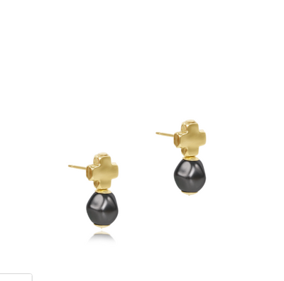 Signature Cross Gold Stud - Pearl - Dark Grey