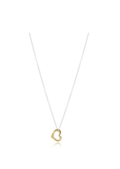 16" Necklace Sterling Mixed Metal - Love Gold Charm