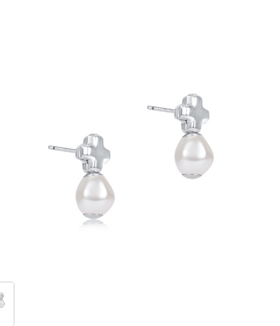 Signature Cross Sterling Stud - Pearl