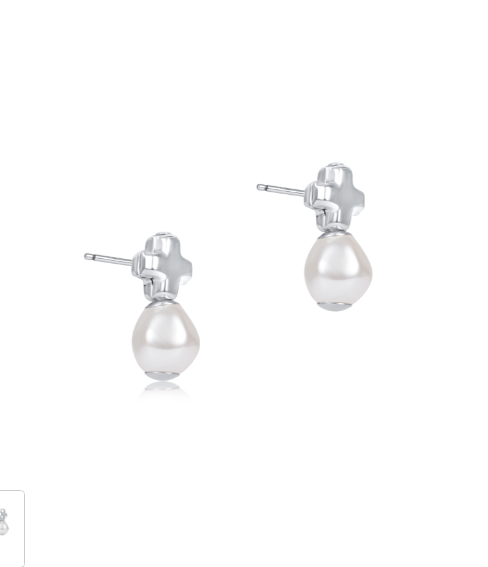 Signature Cross Sterling Stud - Pearl