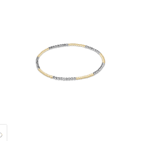 Blissful Pattern 2mm Bead Bracelet - Bright Silver Faceted Hematite