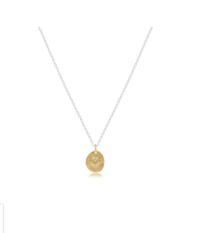 16" Necklace Sterling Mixed Metal - Inspire Love Small Gold Charm