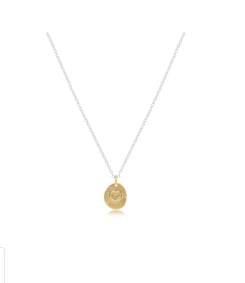 16" Necklace Sterling Mixed Metal - Inspire Love Small Gold Charm