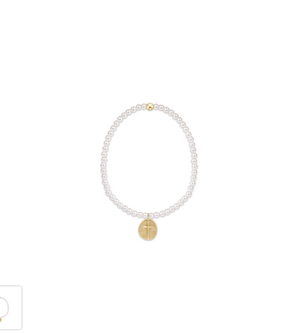 Classic Pearl 3mm Bead Bracelet - Inspire Small Gold Charm