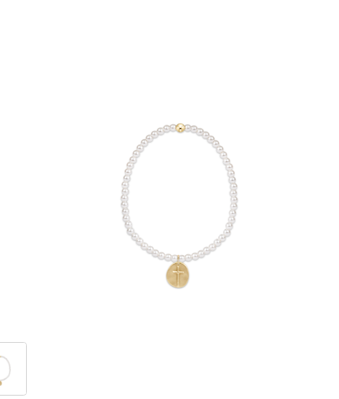 Classic Pearl 3mm Bead Bracelet - Inspire Small Gold Charm