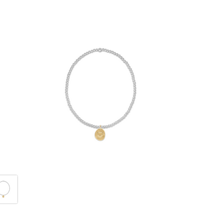 Classic Sterling Mixed Metal 2mm Bead Bracelet - Inspire Love Small Gold Charm