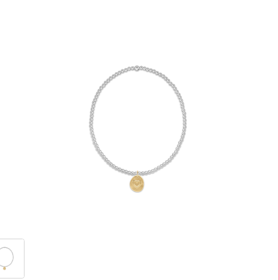 Classic Sterling Mixed Metal 2mm Bead Bracelet - Inspire Love Small Gold Charm