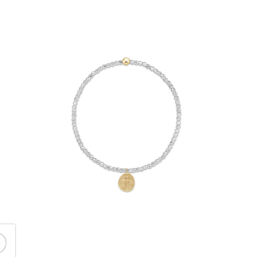 Bright Silver Faceted Hematite 2mm Bead Bracelet - Inspire Small Gold Charm