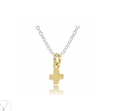 16" Necklace Sterling Mixed Metal - Signature Cross Small Gold