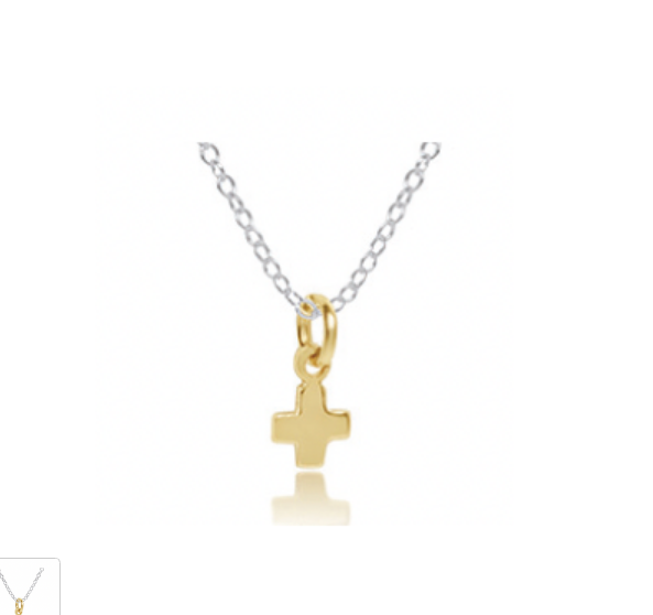 16" Necklace Sterling Mixed Metal - Signature Cross Small Gold