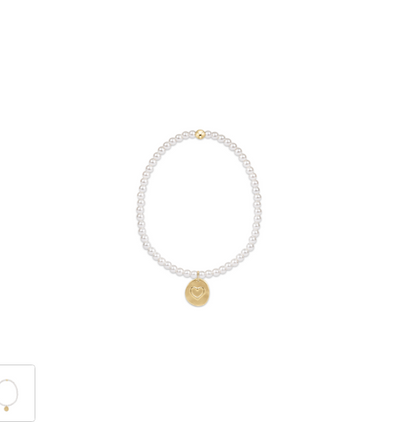 Classic Pearl 3mm Bead Bracelet - Inspire Love Small Gold Charm
