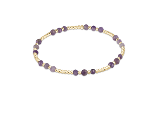 Gemstone Gold Joy Pattern 3mm Bead Bracelet - Amethyst
