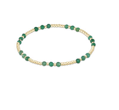 Gemstone Gold Joy Pattern 3mm Bead Bracelet - Green Onyx