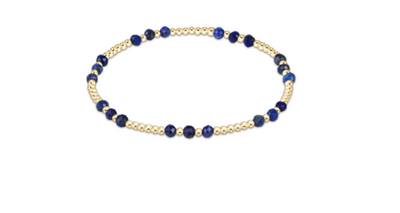 Gemstone Gold Joy Pattern 3mm Bead Bracelet - Lapis