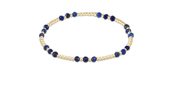 Gemstone Gold Joy Pattern 3mm Bead Bracelet - Lapis