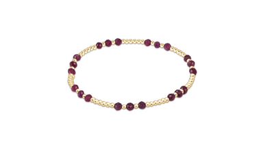 Gemstone Gold Joy Pattern 3mm Bead Bracelet - Ruby