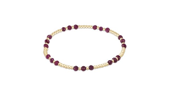 Gemstone Gold Joy Pattern 3mm Bead Bracelet - Ruby