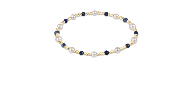 Pearl Sincerity Pattern 4mm Bead Bracelet - Lapis