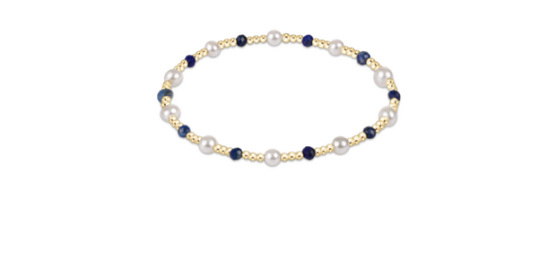 Pearl Sincerity Pattern 4mm Bead Bracelet - Lapis