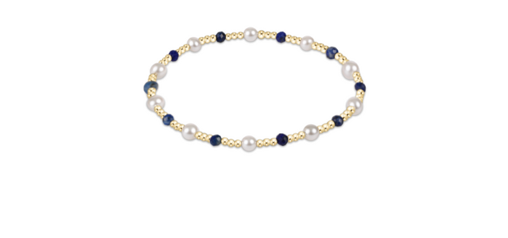 Pearl Sincerity Pattern 4mm Bead Bracelet - Lapis