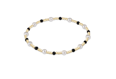 Pearl Sincerity Pattern 4mm Bead Bracelet - Faceted Onyx