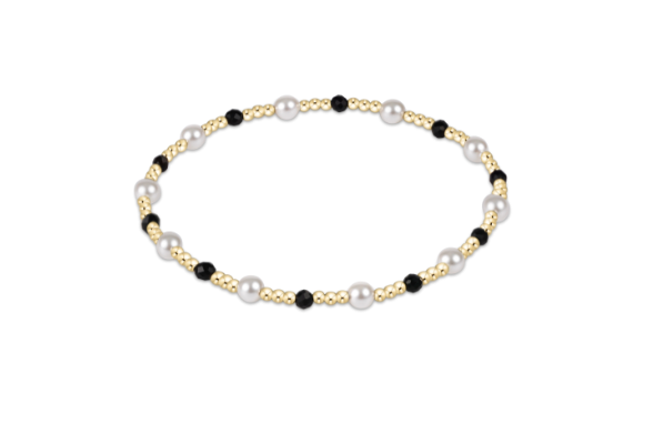 Pearl Sincerity Pattern 4mm Bead Bracelet - Faceted Onyx