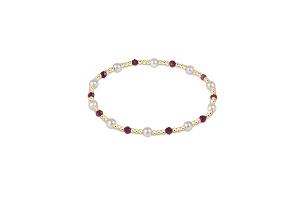 Pearl Sincerity Pattern 4mm Bead Bracelet - Ruby