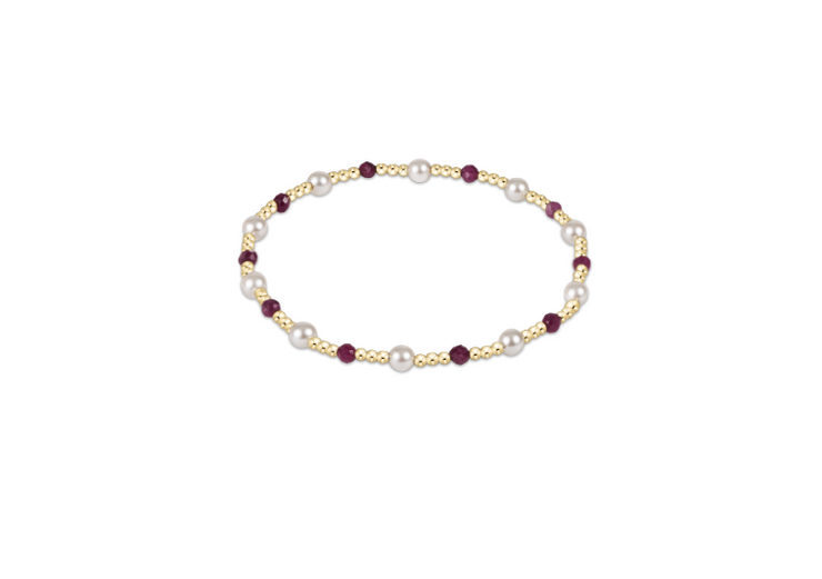 Pearl Sincerity Pattern 4mm Bead Bracelet - Ruby