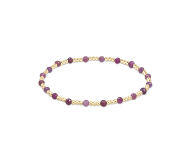 egirl Gemstone Gold Sincerity Pattern 3mm Bead Bracelet - Ruby