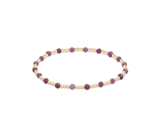egirl Gemstone Gold Sincerity Pattern 3mm Bead Bracelet - Ruby