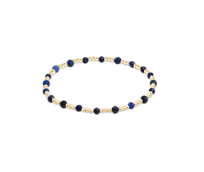 egirl Gemstone Gold Sincerity Pattern 3mm Bead Bracelet - Lapis