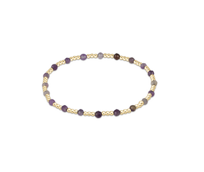 egirl Gemstone Gold Sincerity Pattern 3mm Bead Bracelet - Amethyst