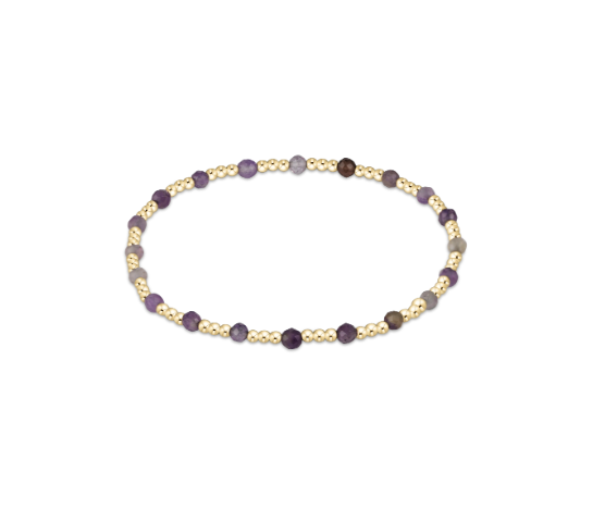 egirl Gemstone Gold Sincerity Pattern 3mm Bead Bracelet - Amethyst
