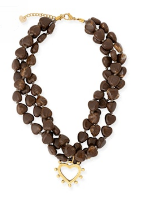 Charlotte Heart Necklace - Brown