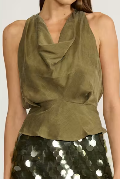 Lex Halter Wrap Top - Olive