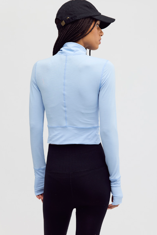 Tempo Ruched UV Protection Half Zip - Peri Blue