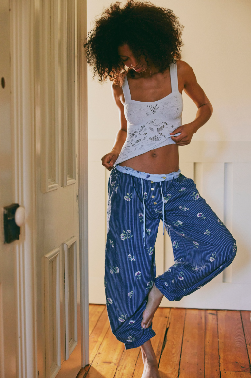 On Repeat Drawstring PJ Pants - Blue Floral