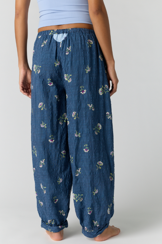 On Repeat Drawstring PJ Pants - Blue Floral