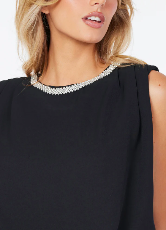 Monroe Bubble Hem Top - Black