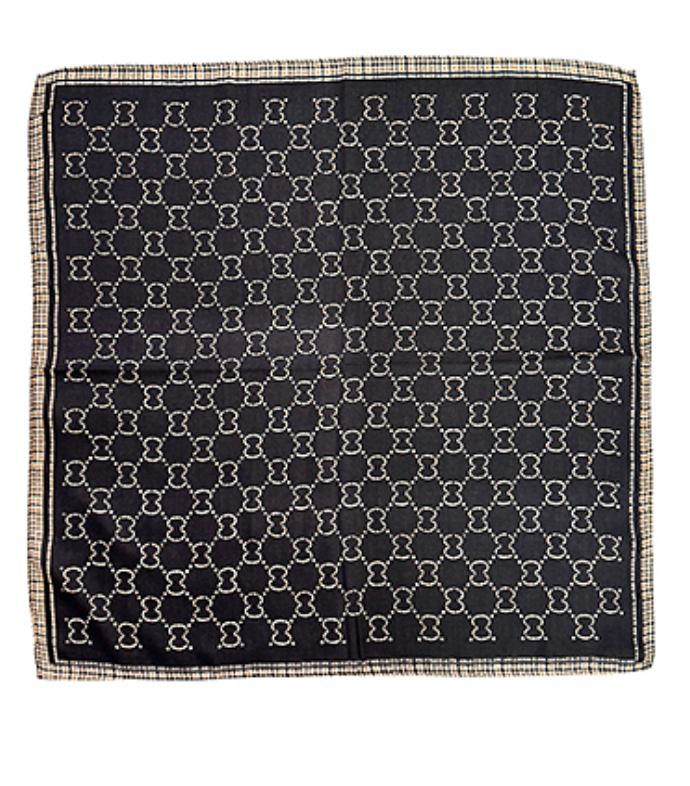 Diamond Pattern Print Scarf - Black