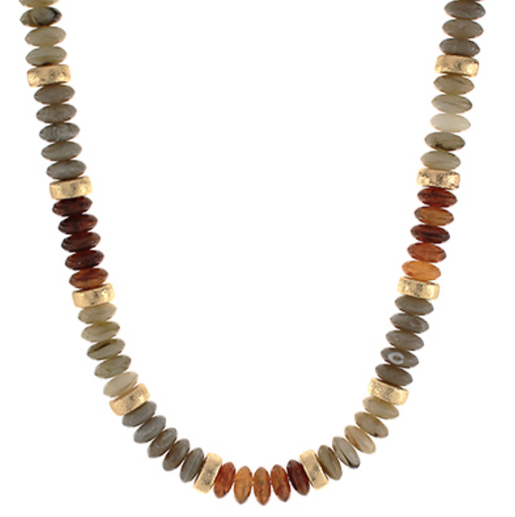 Rondelle & Metal Beads Necklace (More Colors Available)