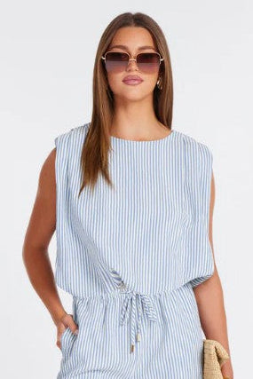 Serafina Stripe Bubble Top - Blue Stripe