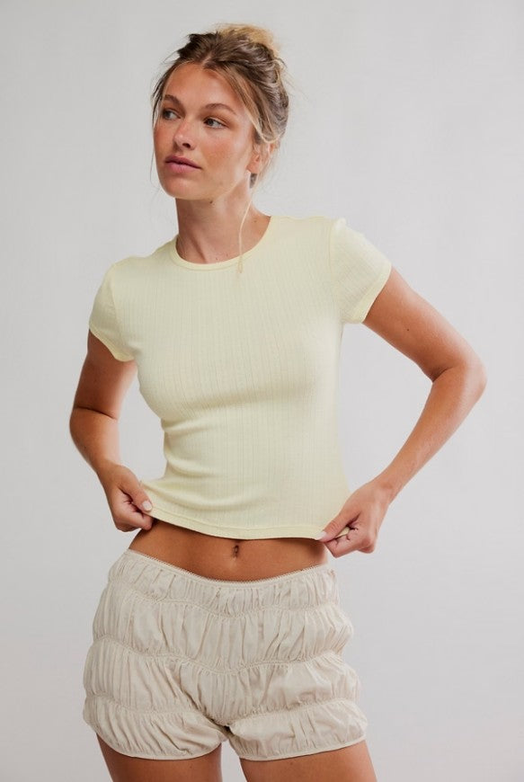 Wait A Minute Baby Tee - Banana Cream