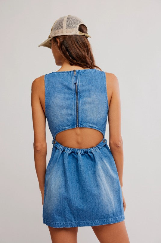 Atlas Denim Mini Dress - Blue Fade