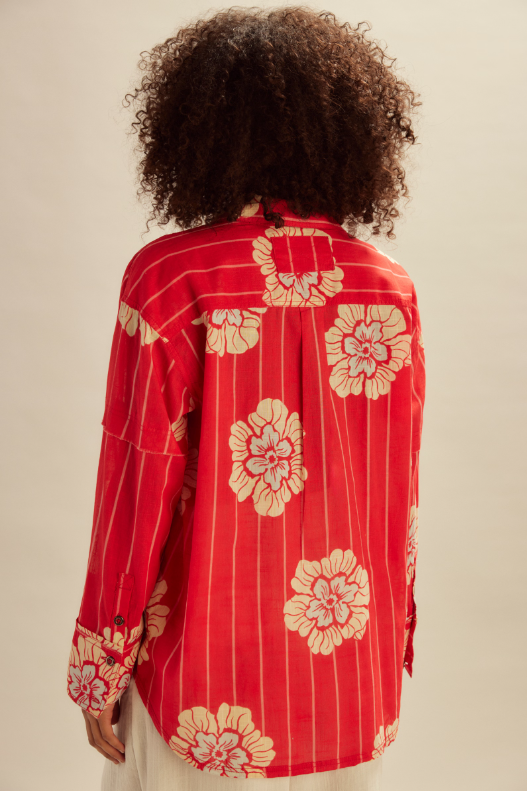 Hidden Flower Camo Shirt - Cherry Combo