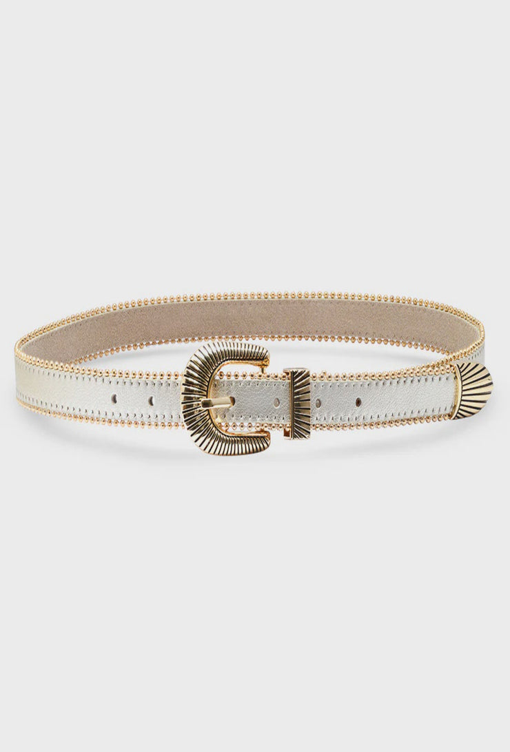 Zuma Belt - Platinum Leather/Gold