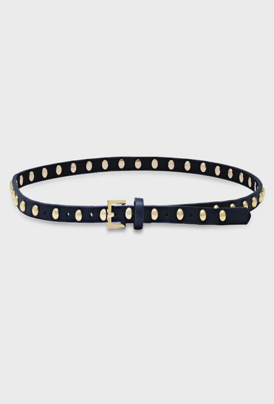 Centinela Studded Skinny Belt - Black/Gold