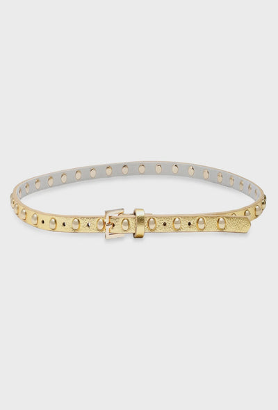 Centinela Studded Skinny Belt - Metallic Gold/Gold