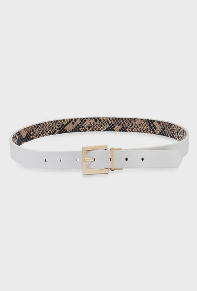 Pasadena Reversible Belt - Snake/Eggshell